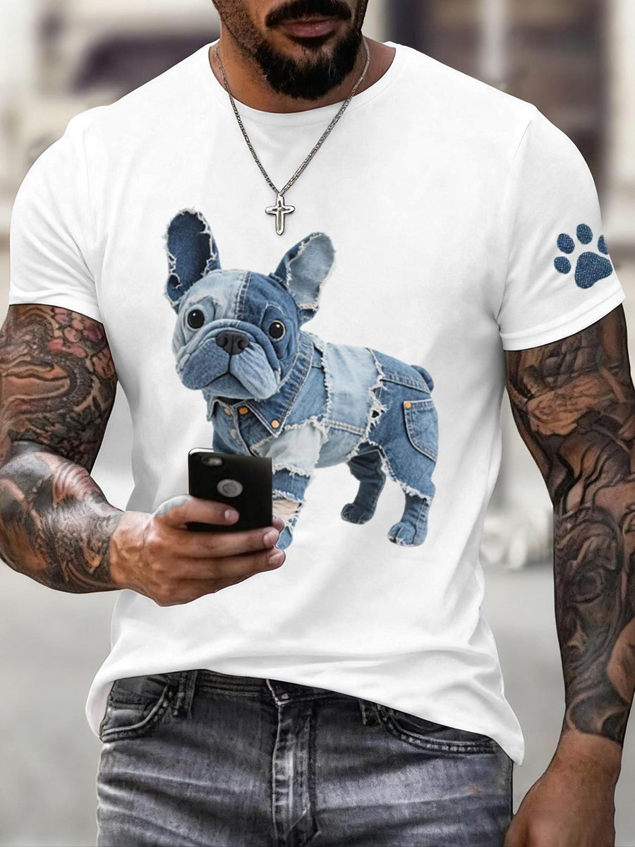 Fransk Bulldog-mønster-T-shirt til herres