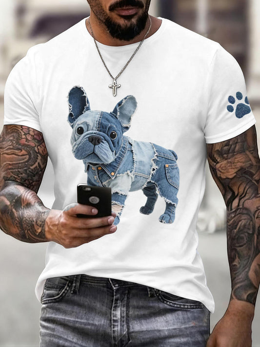 Fransk Bulldog-mønster-T-shirt til herres