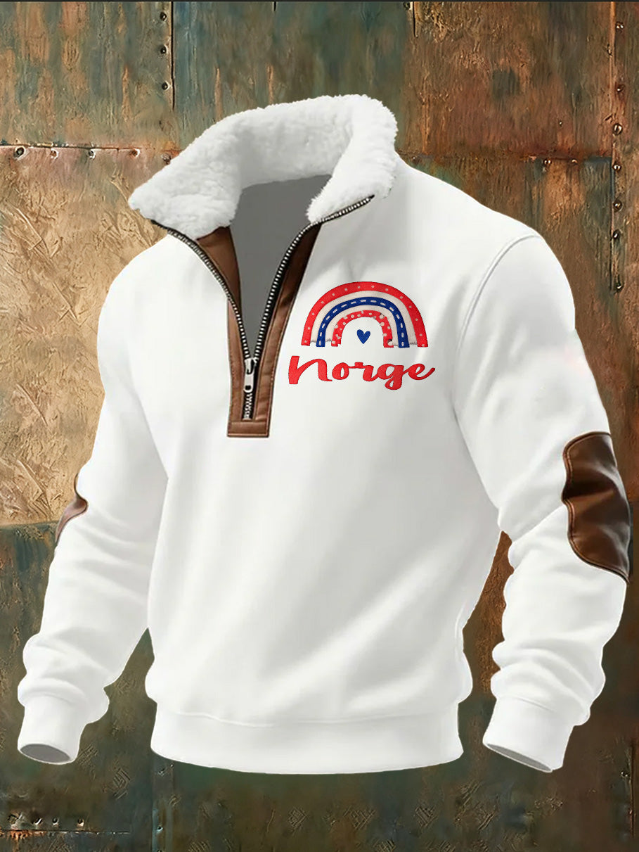 Norsk trykt stativ for herre krageweatshirt