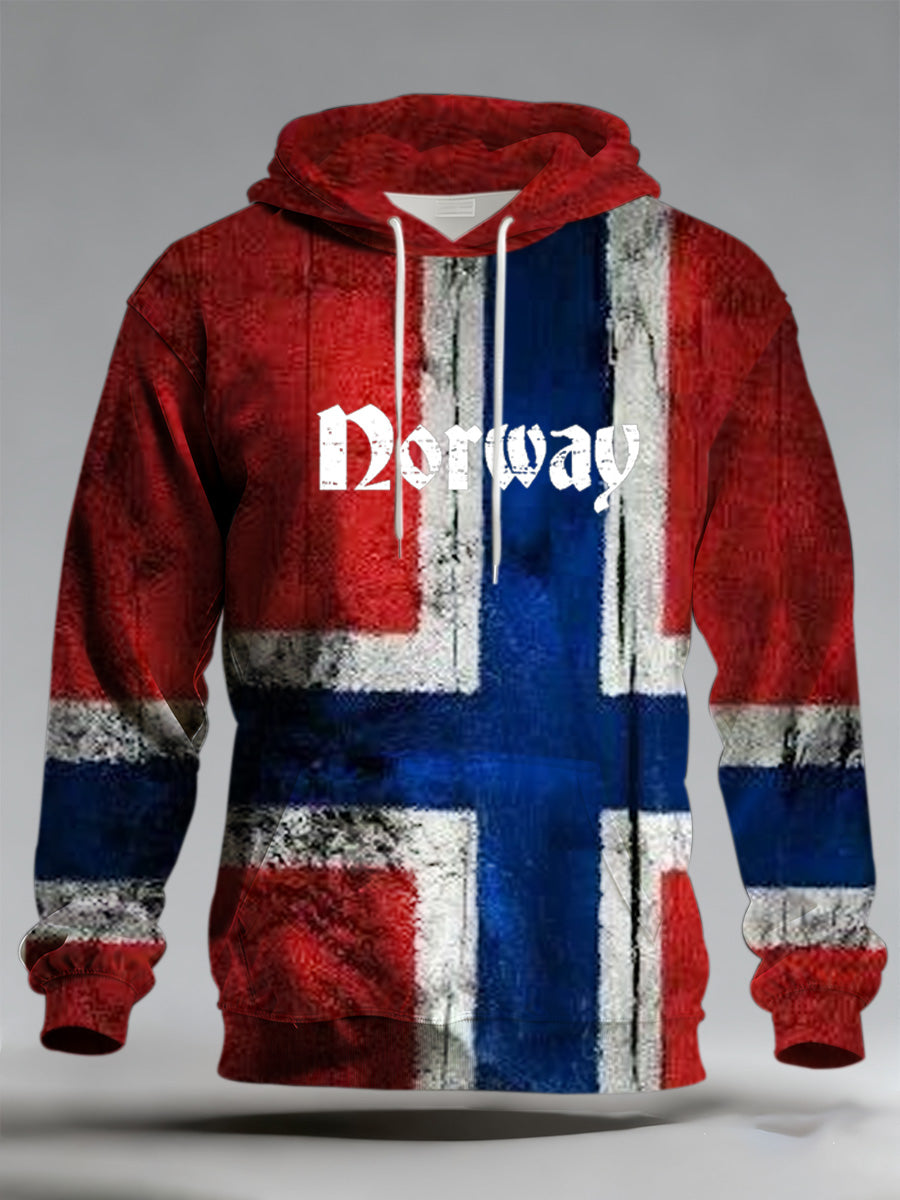 Norsk flagg for herrer Skriv ut langærmet gjee