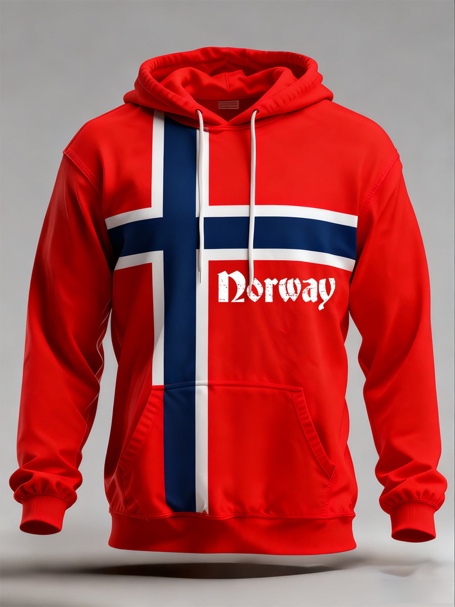 Norsk flagg for herrer Skriv ut langærmet gjee