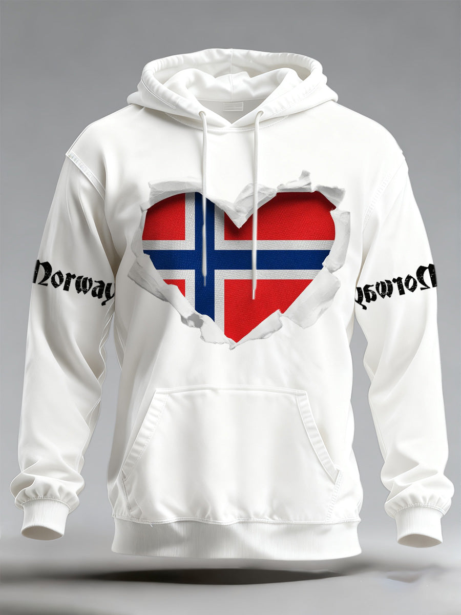 Norsk flagg for herrer Skriv ut langærmet gjee