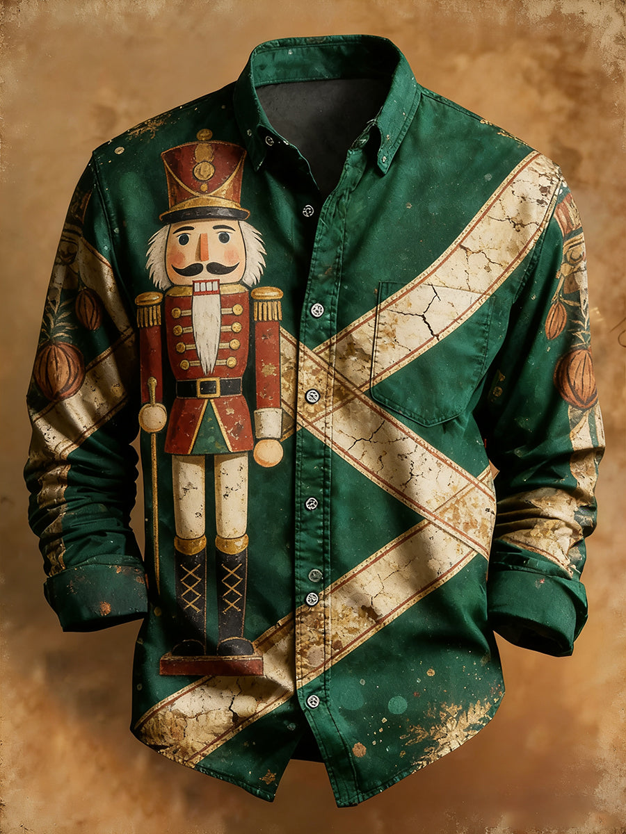 Menns Retro jul, tilfeldig komfort, langærmet skjorta