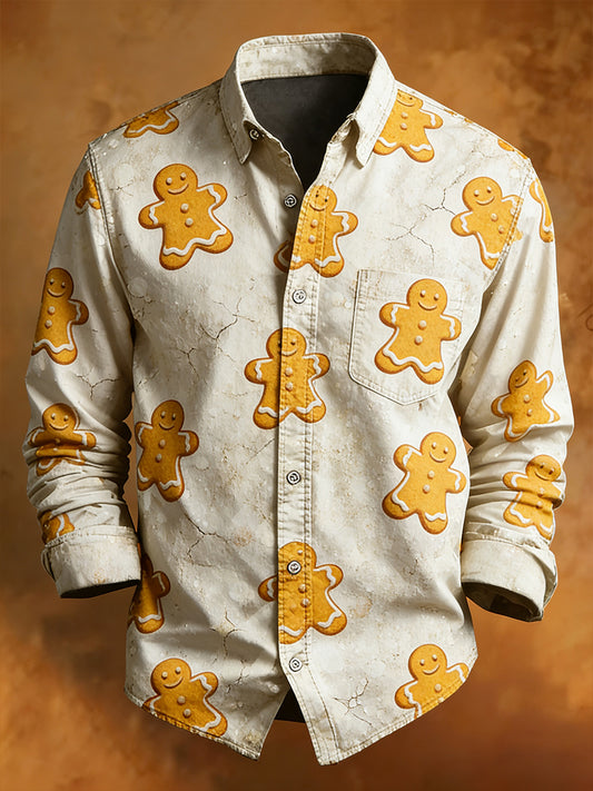 Menns Retro jul, tilfeldig komfort, langærmet skjorta