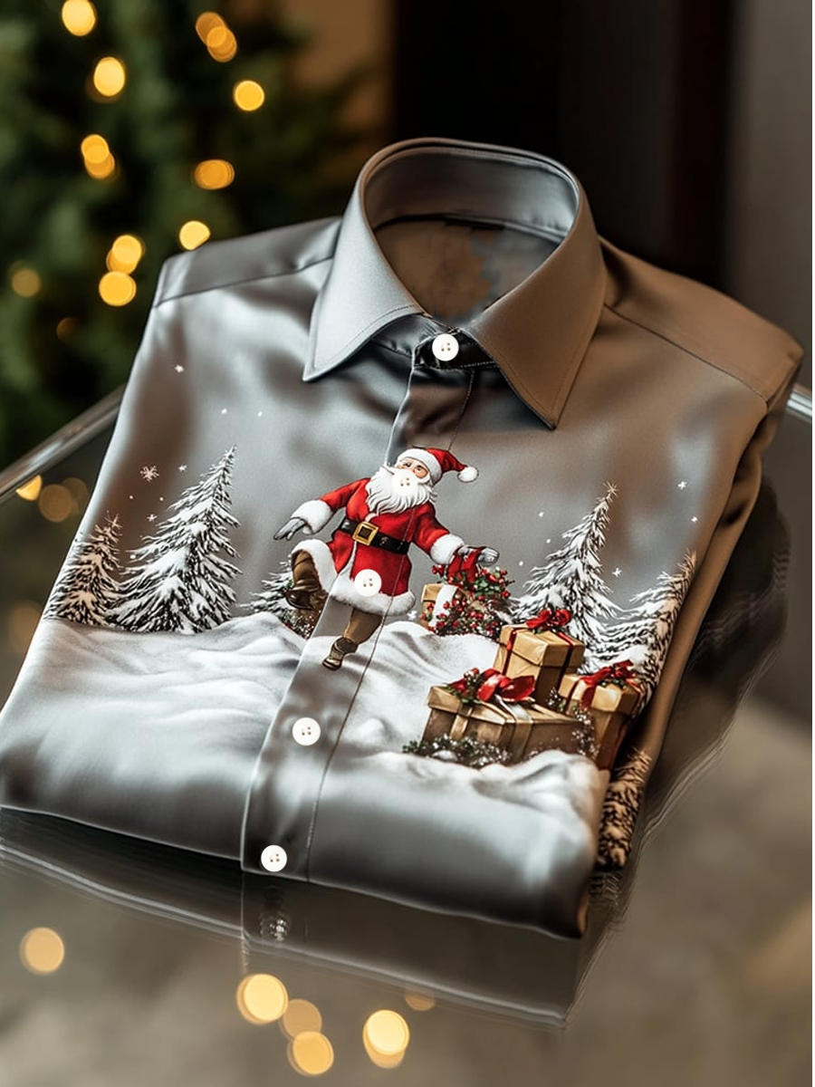 Trykt jul for herre Satin skjert