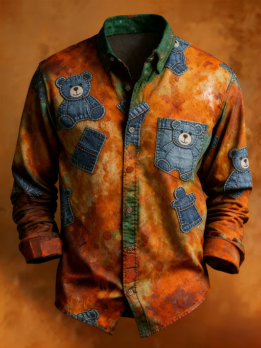 Menns Retro jul, tilfeldig komfort, langærmet skjorta