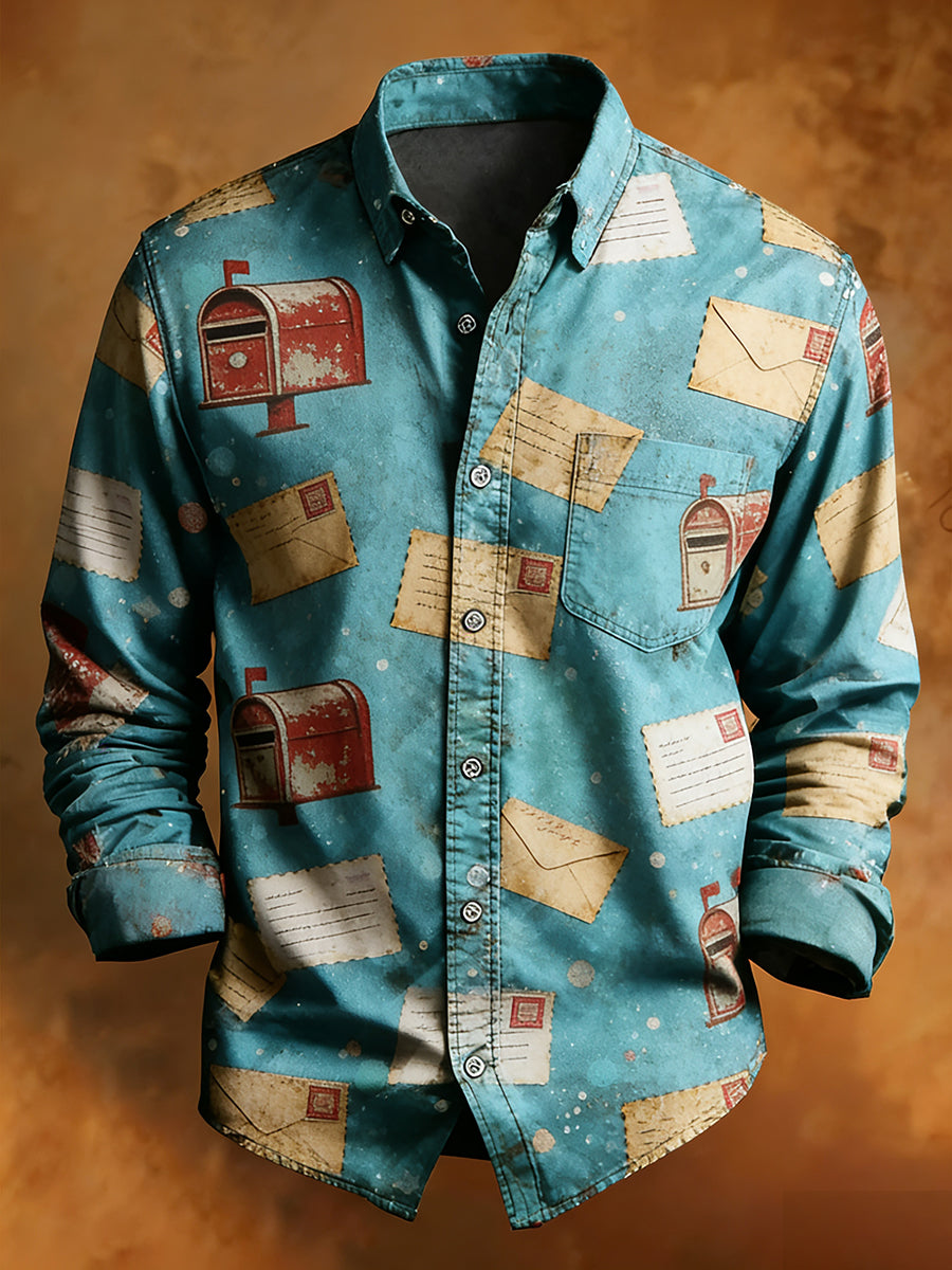 Menns Retro jul, tilfeldig komfort, langærmet skjorta