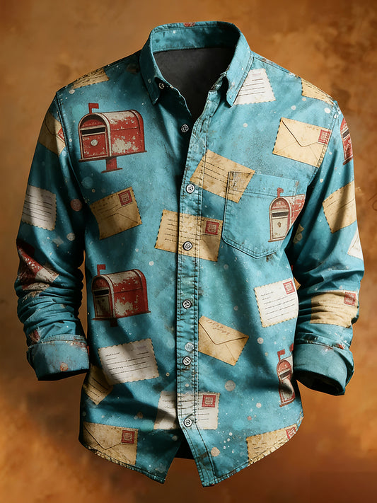 Menns Retro jul, tilfeldig komfort, langærmet skjorta