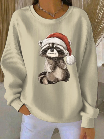 Kvinner morsomt vaskebjørn julebusk