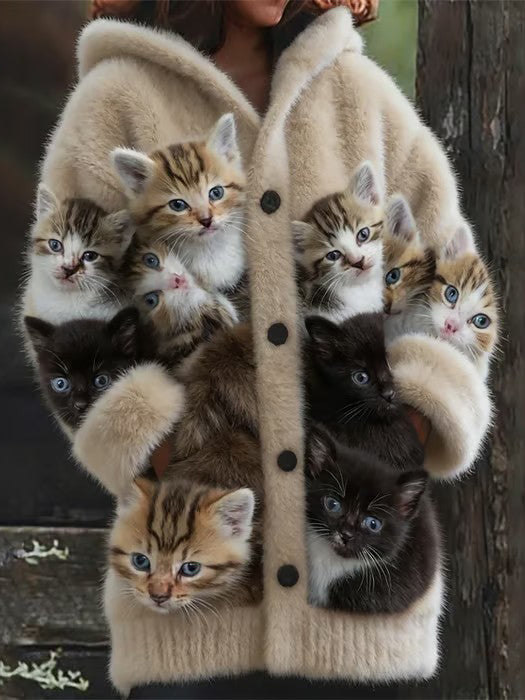 Kvinnekt med flannel varm jakke