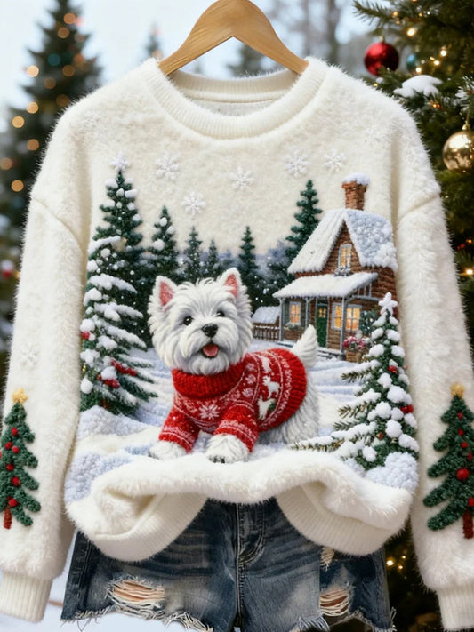 Kvinner Retro Dyre-julkunst Skriv ut Casual Flannel Topp