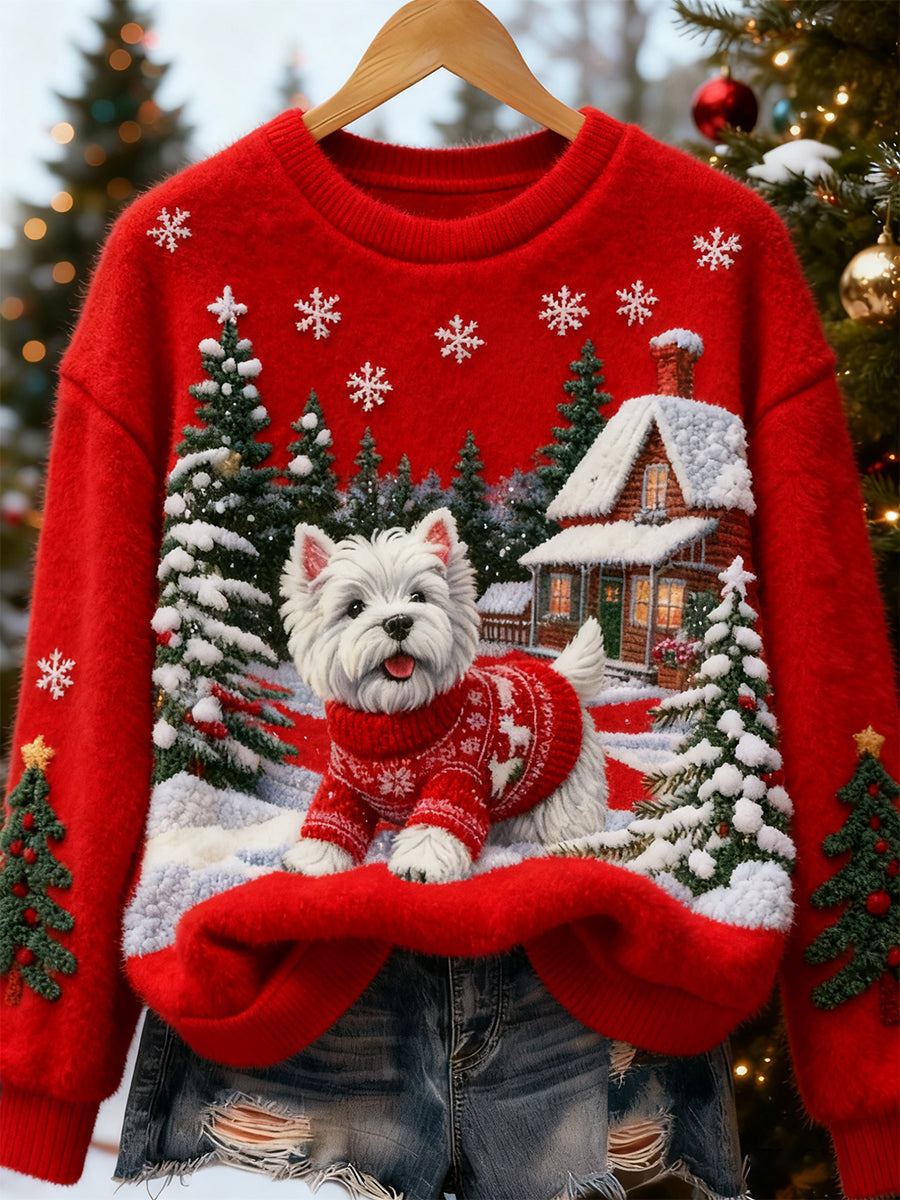 Kvinner Retro Dyre-julkunst Skriv ut Casual Flannel Topp