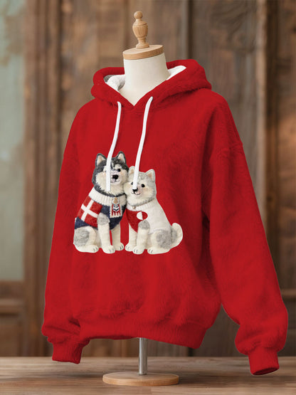 Grønlands hunde Flannel Hoodie for kvinner