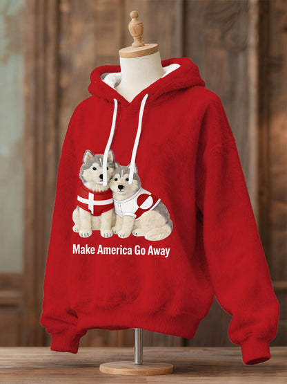 Grønlands hunde Flannel Hoodie for kvinner