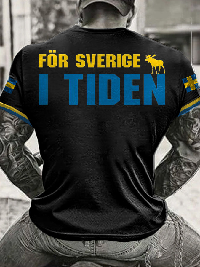 Mäns Sveriges flagg tryckt T-shirt