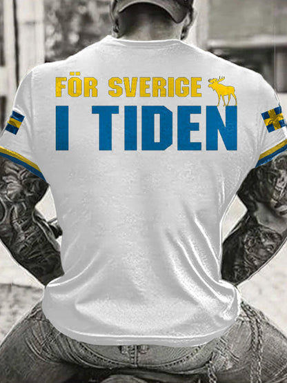Mäns Sveriges flagg tryckt T-shirt