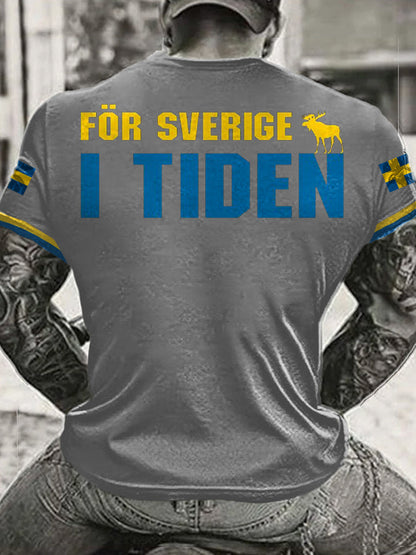 Mäns Sveriges flagg tryckt T-shirt