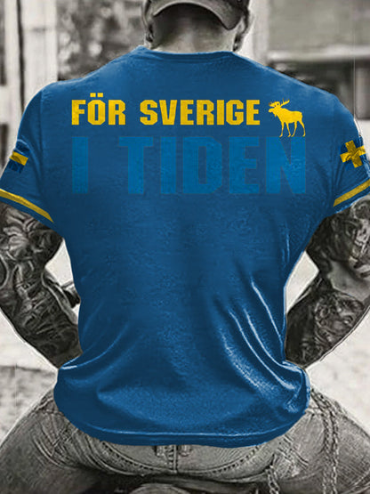 Mäns Sveriges flagg tryckt T-shirt