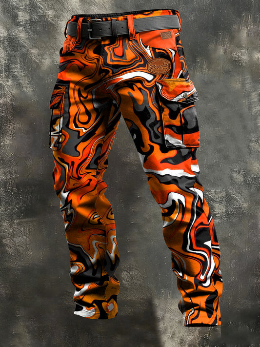 Mäns Vintage Företag Kamouflage Skriv ut Retro konst Casual Workwear Byxor
