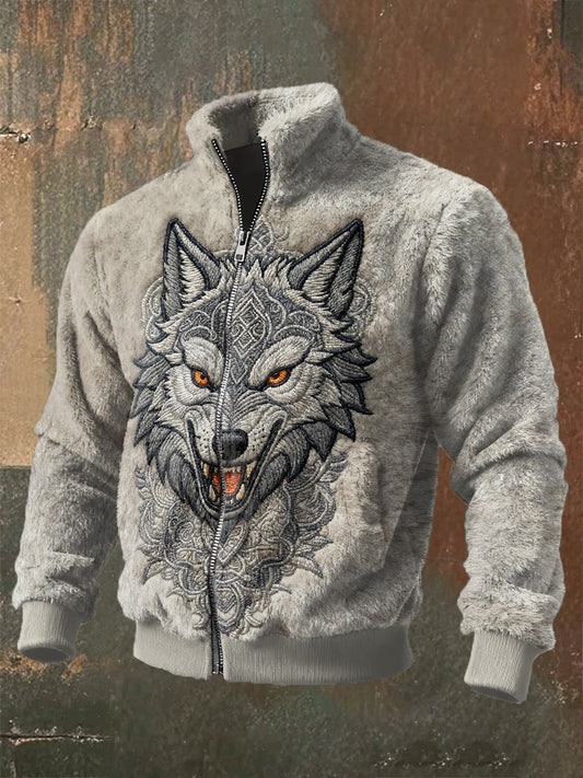 Retro Viking Print Casual Cardigan