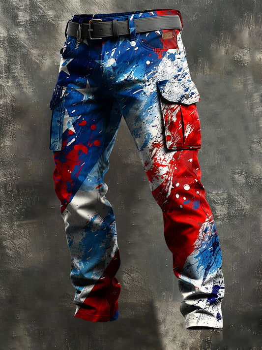 Mäns Retro Vacation Business Art Print Casual Workwear Byxor