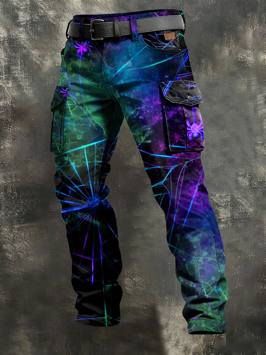 Mäns Retro Vacation Business Spider Webb konst Skriv ut Casual Workwear Byxor