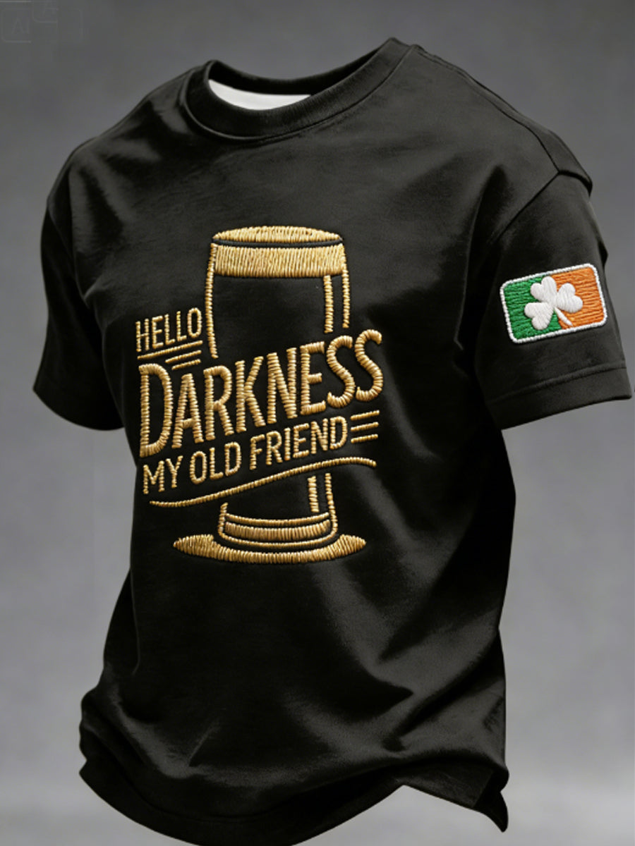 Herr T-shirt med texten "Hello Darkness My Old Friend"