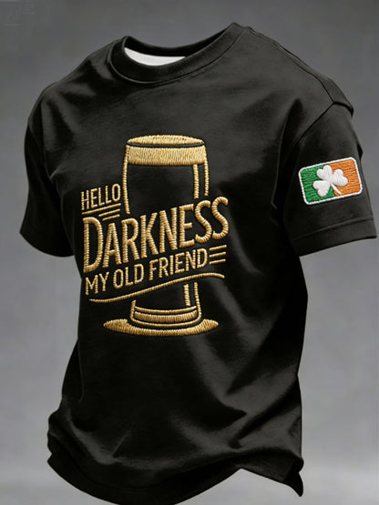 Herr T-shirt med texten "Hello Darkness My Old Friend"