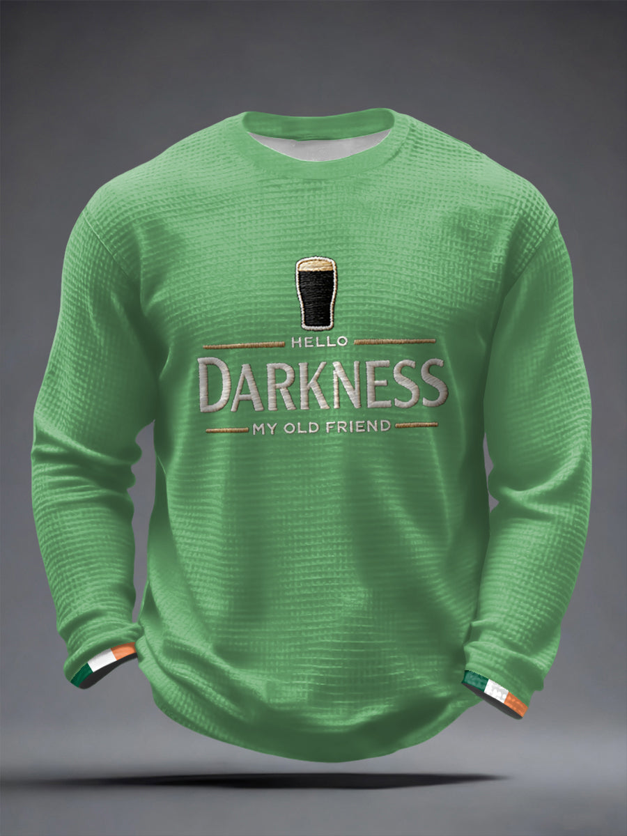 Herr T-shirt med långa ärmarna och mönster: Hello Darkness My Old Friend