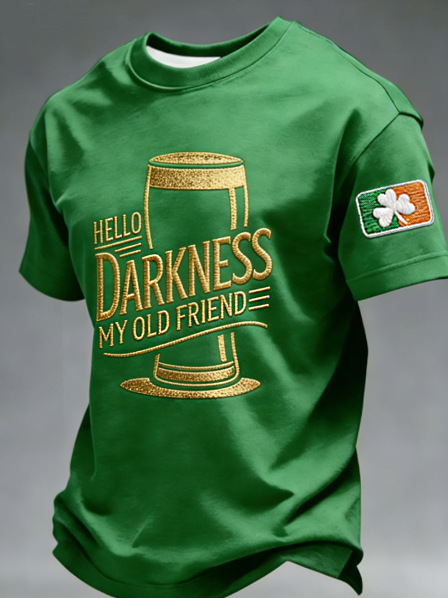 Herr T-shirt med texten "Hello Darkness My Old Friend"