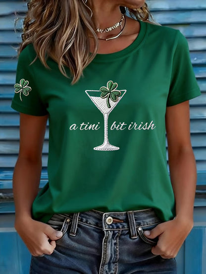 Kvinnors St. Patrick's Day Shamrock Konstkort-T-Shirt