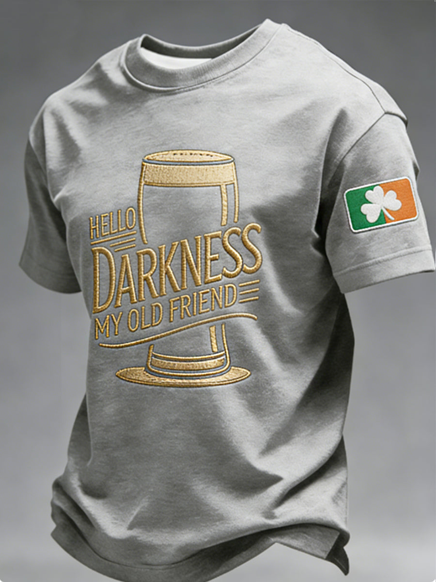 Herr T-shirt med texten "Hello Darkness My Old Friend"