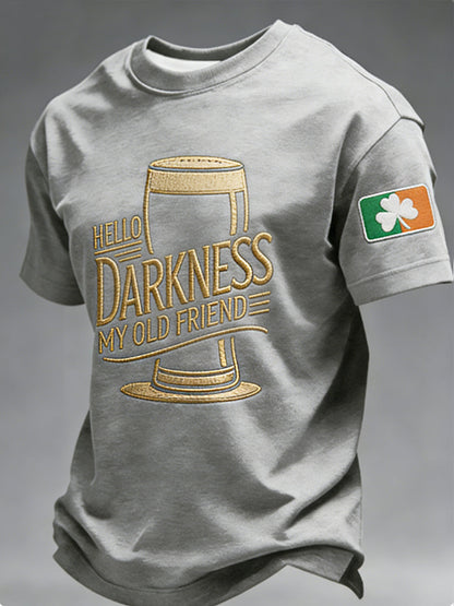 Herr T-shirt med texten "Hello Darkness My Old Friend"