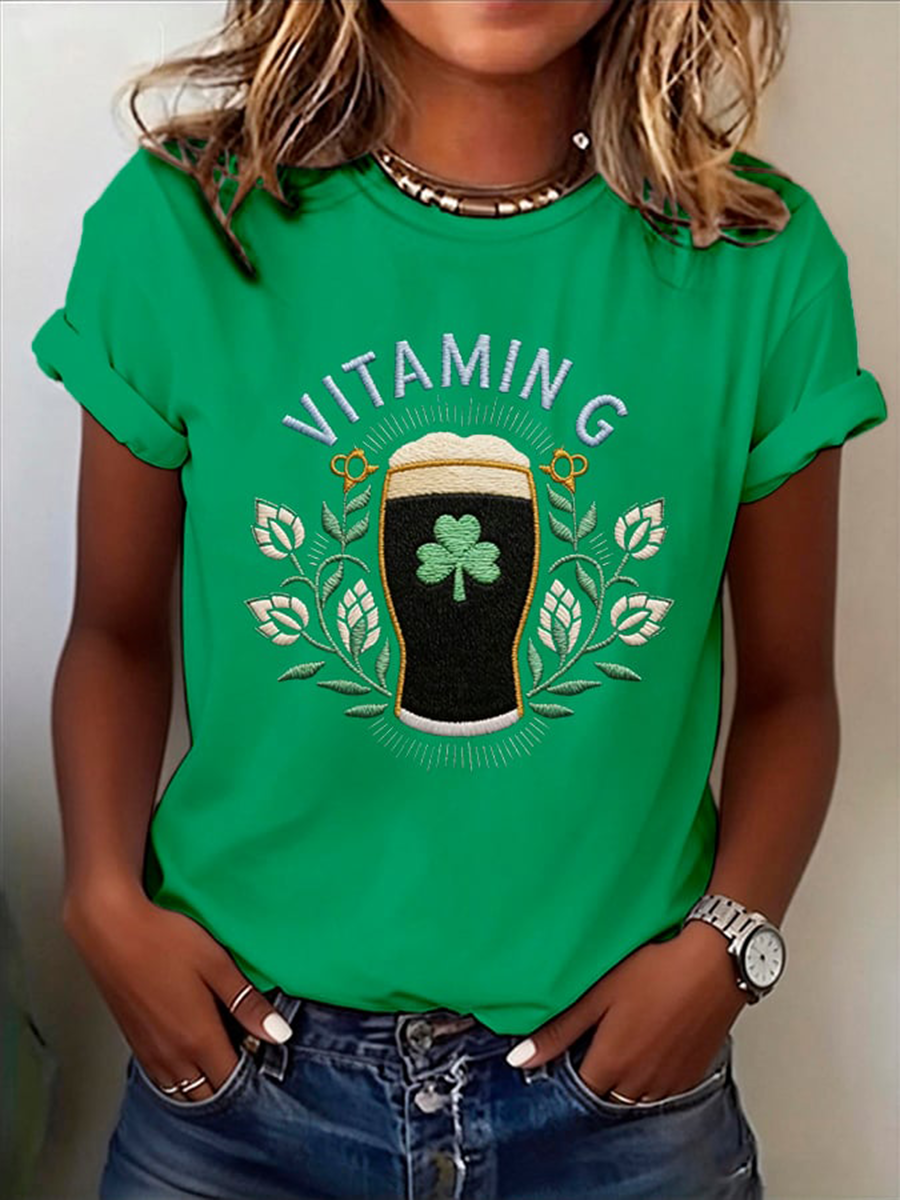 Kvinnor St. Patrick's Day Vitamin G kortärmad T-shirt