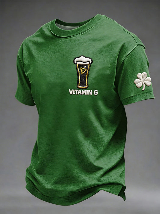 Mäns roliga St. Patrick's Day Vitamin G öl kort ärm T-shirt
