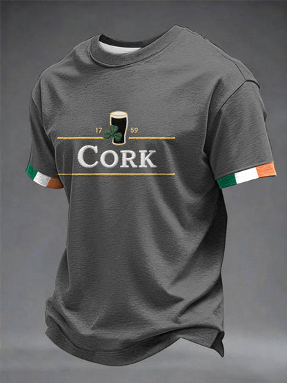Mäns St.Patrick's Day Cork korta ärmar t-shirta