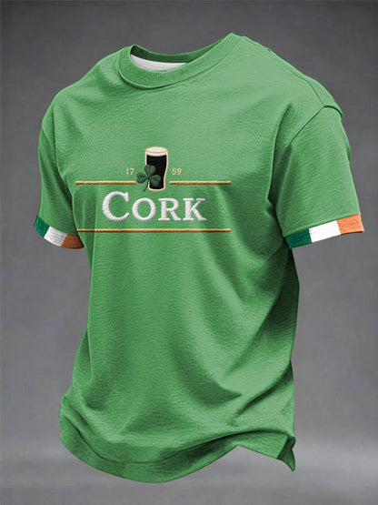 Mäns St.Patrick's Day Cork korta ärmar t-shirta