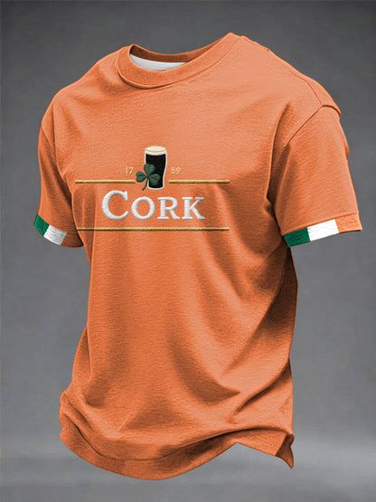 Mäns St.Patrick's Day Cork korta ärmar t-shirta