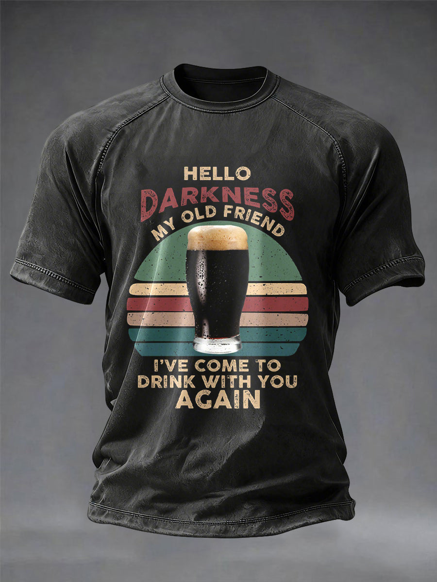 Herr T-shirt med texten "Hello Darkness My Old Friend"