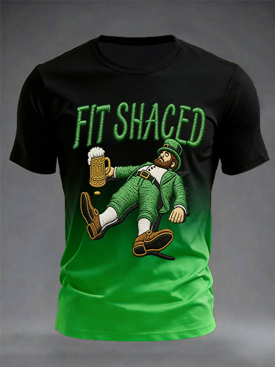 Mäns roliga St. Patrick's Day Fit Shaced Print Casual Tee