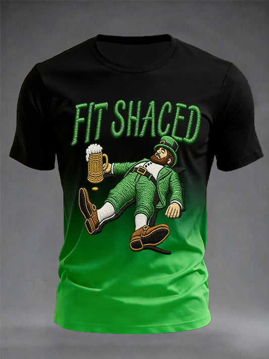Mäns roliga St. Patrick's Day Fit Shaced Print Casual Tee