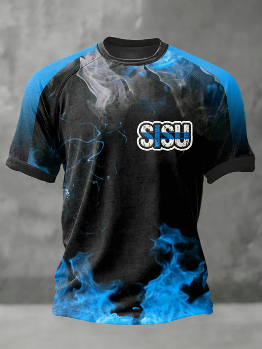 Mäns finska SISU Patchwork Casual T-shirt