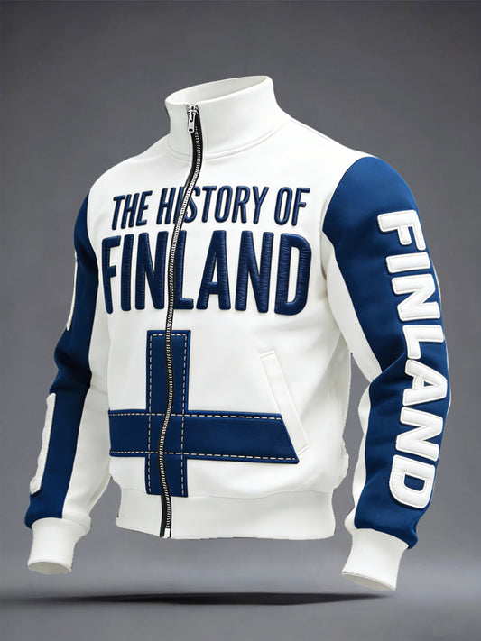 Mäns finska lappverk Print Casual Zip-Up Jacka