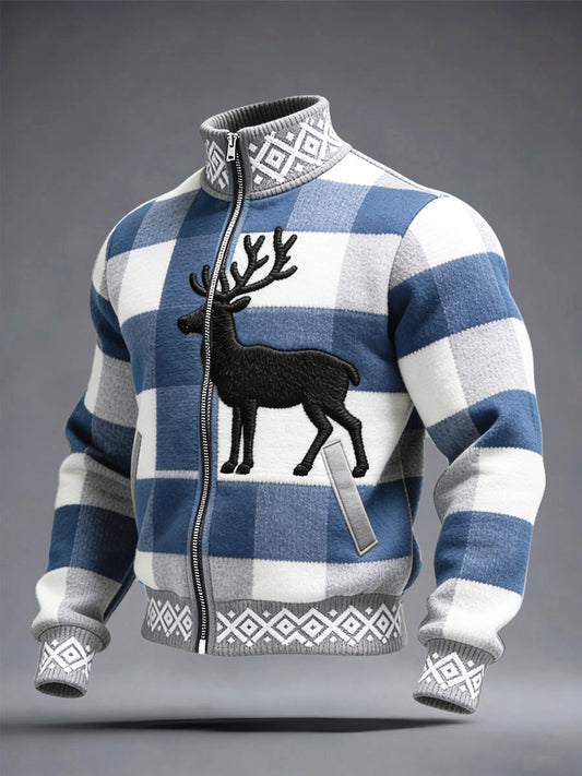 Mäns flagga Tartan Skriv ut Casual Zip-Up Jacka