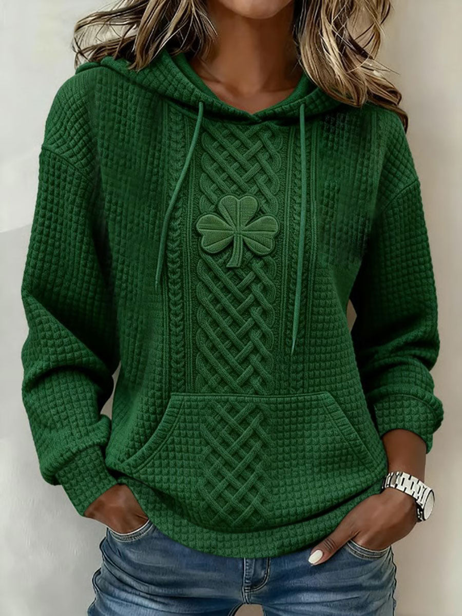 Kvinnors St. Patrick's Day Shamrock Print Stora huvad