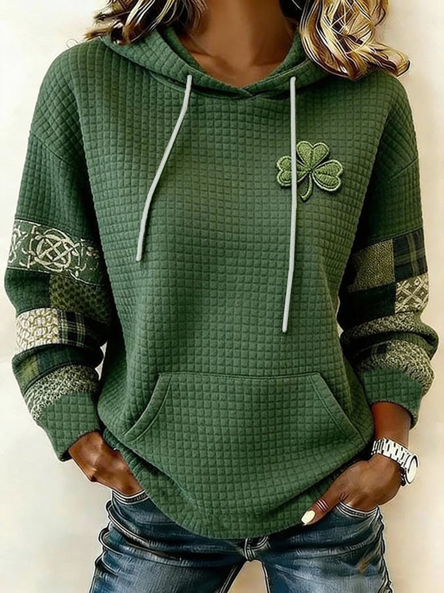 Kvinnor St. Patrick's Day Shamrock Llarge storlek Hooded Sweatshirt