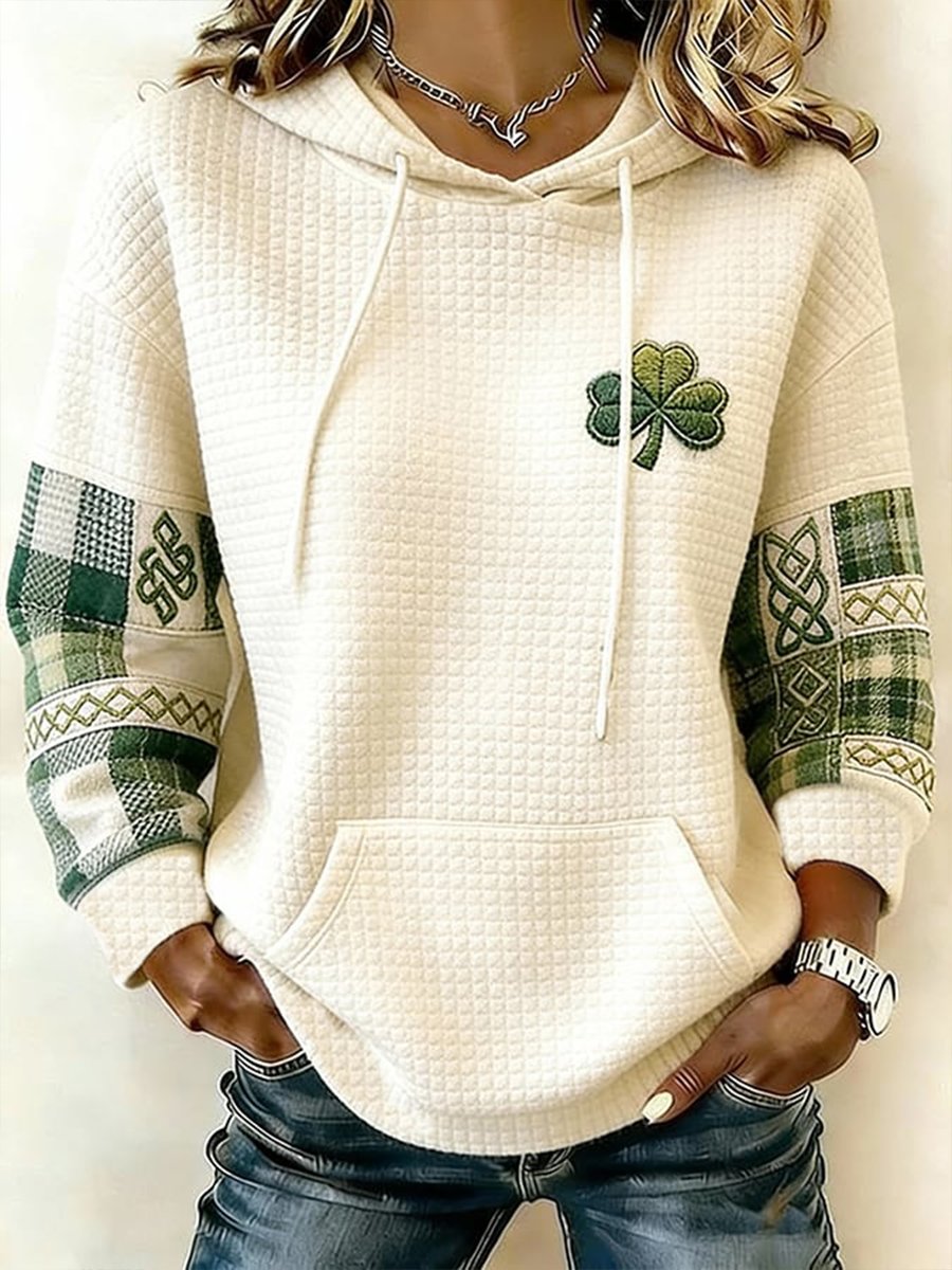Kvinnor St. Patrick's Day Shamrock Llarge storlek Hooded Sweatshirt