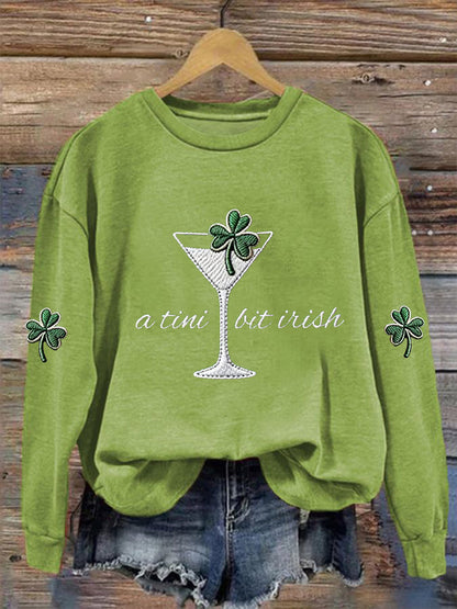 Kvinnor St. Patrick's Day en Tini Bit Irish Shamrock Art Print Sweatshirt