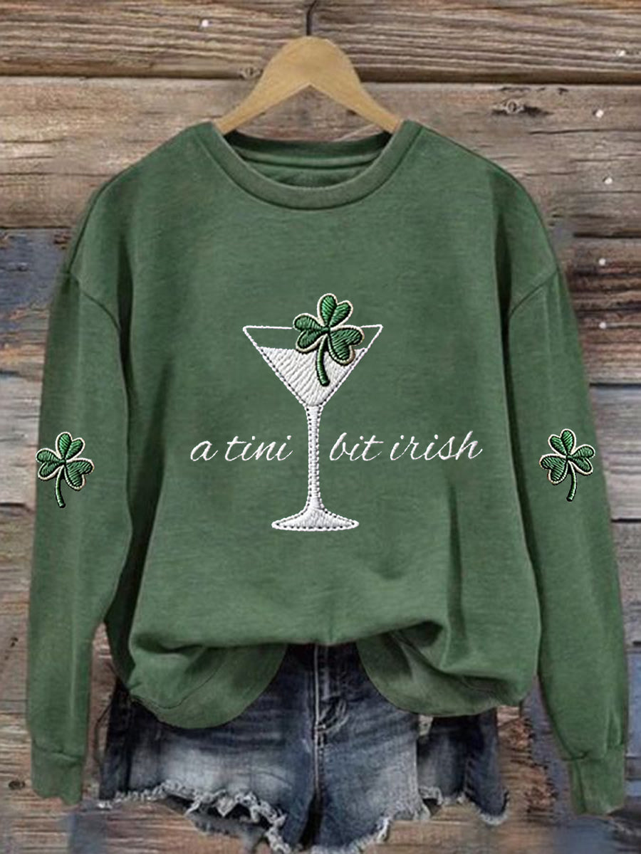Kvinnor St. Patrick's Day en Tini Bit Irish Shamrock Art Print Sweatshirt