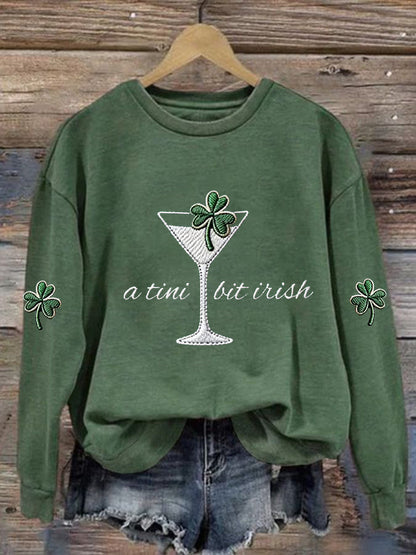 Kvinnor St. Patrick's Day en Tini Bit Irish Shamrock Art Print Sweatshirt